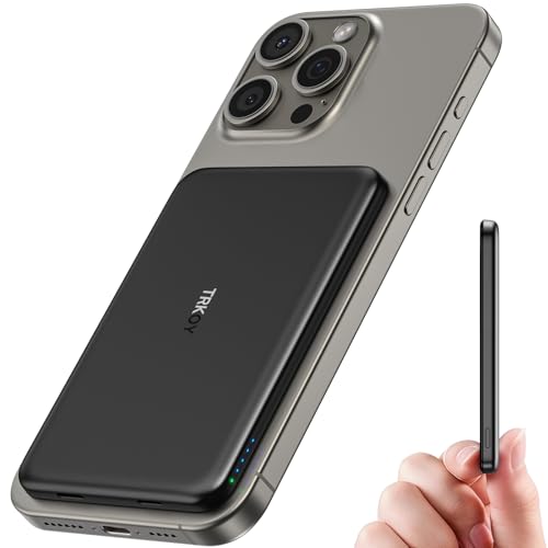 for Magsafe Portable Charger Power Bank, 5000mAh Wireless Magnetic Power Bank with USB C Fast Charging, Travel Essential Battery Pack for iPhone, Compatible with iPhone 16/15/14/13/12 Series, Black