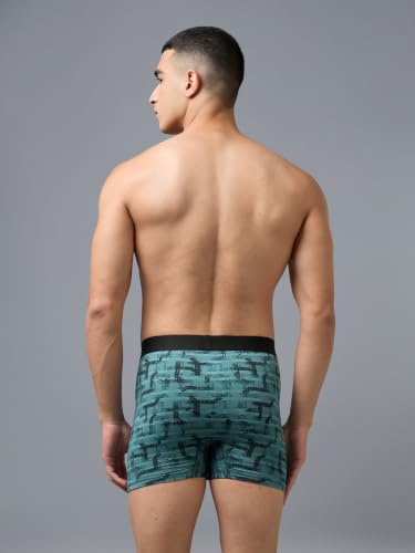 Image of TECHNOSPORT Men's Colorblock Trunks Underwear with ElastoLITE 4 Way Stretch Lightweight Breathable Moisture Wicking Soft Anti Odour Anti Microbial Comfort Fit Boxer Briefs Innerwear for Men