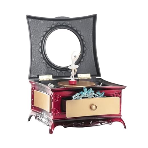 Caja de Música Bailarina Unisex con Joyero y Espejo – Joyero Musical de Madera con Bailarina que Gira – Organizador para Joyas de Niñas y Adultos – Regalo Nostálgico y Decoración Única para Dormitorio