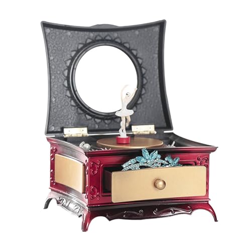 Caja de Música Bailarina Unisex con Joyero y Espejo – Joyero Musical de Madera con Bailarina que Gira – Organizador para Joyas de Niñas y Adultos – Regalo Nostálgico y Decoración Única para Dormitorio