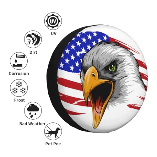 Image of Spare Tire Cover American Eagle with Flag Wheel Covers USA Flag Weatherproof Universal Wheel Protectors for Rv SUV Camper Travel Trailer 16 Inch
