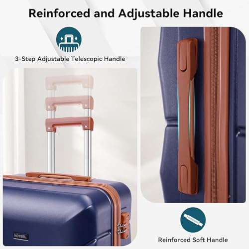 Image of Hoteel luggage Sets 3 Piece Carry on Luaagae Suitcases with Spinner Whells & TSA Lock(4-YEAR WARRANTY), Carry on Suitcase ABS Hard Shell Lightweight Travel Suitcases(20in /24in /28in, Dark Blue)