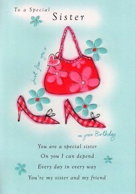 Second Nature Sister Birthday Cards ' Poetry In Motion ' Glitter Greeting Card Special Verse
