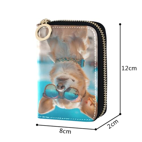 Credit Card Holder Wallet RFID Blocking Zipper Card Cases Chihuahua Dog Leather Slim Small for Women Men4