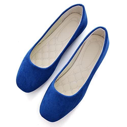 Image of ChaiRong Zhou Women Square Toe Ballets Flats Comfort Slip On Walking Shoes for Driving