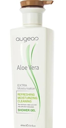 Gel de ducha de aloe vera aloe-hidratante orágnico para cara, cuero cabelludo, gel de aloe vera para el alivio de la piel y quemaduras solares 15.2