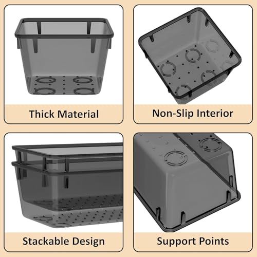 Image of Rylan Set of 20 Drawer Organiser /Unbreakable Drawer Organizer /Dressing Table Organizer /Multi-Purpose Storage Boxes /Drawer Divider Tray for Kitchen /Bedroom /Office - (Black) Polypropylene, Stationery'