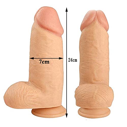Realistischer Dildo Analdildo Analplug, Größe 24cm*7cm, mit Starkem Saugnapf für Freihändiges Spielen, Flexibles Sexspielzeug mit Großem Penis und Schwanz (Fleisch) – Bild 4