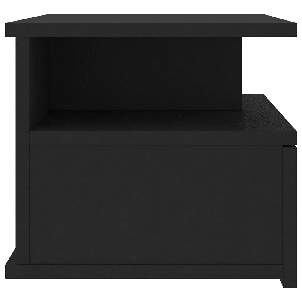 Table de chevet suspendue noire 40 x 31 x 27 cm avec tiroir