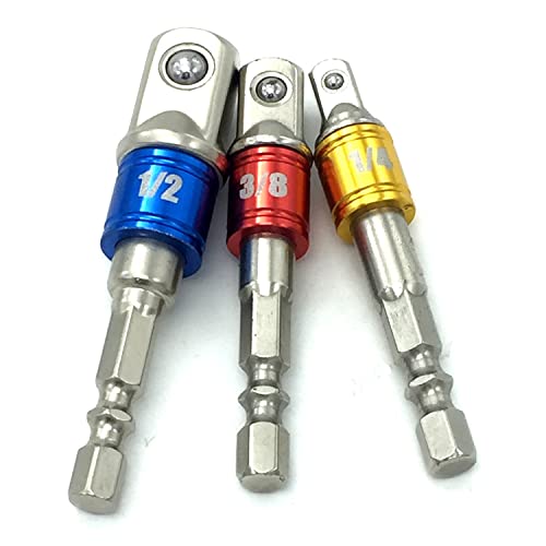 Panovo (3Pcs) Power Hand Tools Sockets Adapter Sets, Hex Square Nuts Driver Drill Impact Socket Extension Bit Adapter Socket Wrench Adapter Set 1/4" 3/8" 1/2" Drive. #TOP1