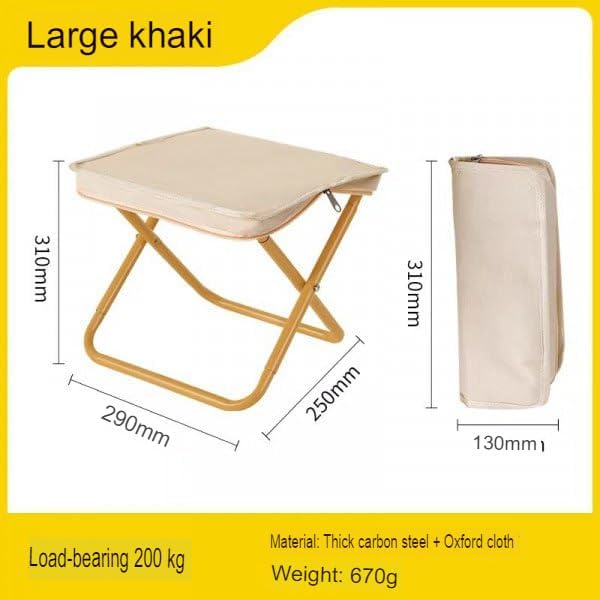 Image of Camping Stool, Portable Folding Stool with Carry Bag, 12in Portable Folding Chair 1.6Lbs Collapsible Camp Stool Outdoor Footstool for Travel Walking Hiking Fishing Picnic Barbecue (Khaki)