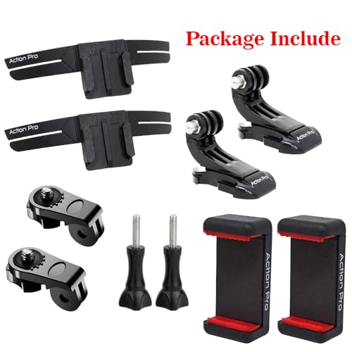 Image of Action Pro Helmet 3M Chin Mount Strap Set, Compatible with Smartphones & GoPro Hero 13 /12 /11 /10 /9 /8 /7 /6 /5 /4, DJI Osmo, Insta360, SJCAM & Other Action Cameras (Pack of 2)