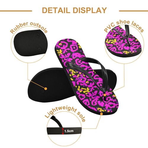 Purple Yellow Leopard Flip Flop Beach Summer Casual Sandal for Women & Men Shower Shoes 208618682