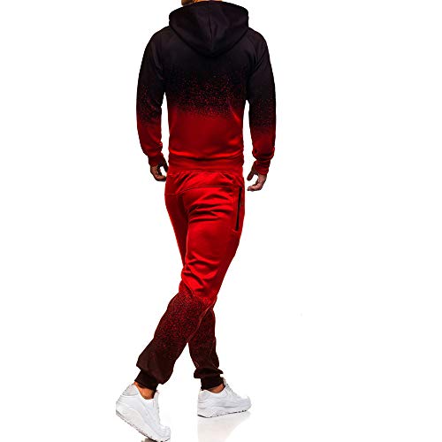 Heren trainingspakken Set met zakken, Morbuy Casual lange mouw Sweatshirt Top Broek Sets Sport Pak Hoodie Jacket Bottoms Set voor Jogging Bodybuilding Gym Training - rood - XL - Afbeelding 3