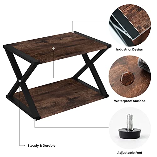 ZENPHN-Desktop-Printer-Stand-Small-Home-Printer-Stand-2-Tier-Desk-Organizer-with-Adjustable-Non-Slip-Feet-for-Home-and-Office-Rustic-Brown