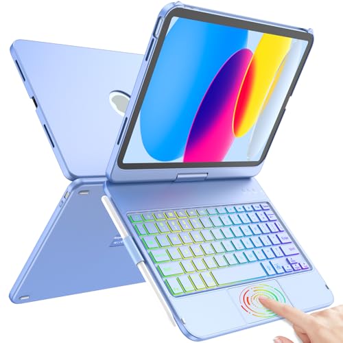 TQQ Touchpad Keyboard Case for iPad A16 11th Generation 2025 and 10th Generation 2022 (11/10.9 inch) Multi-Touch Precision Trackpad 360 Rotatable Thin & Light Compatible with iPad 11/10 Gen