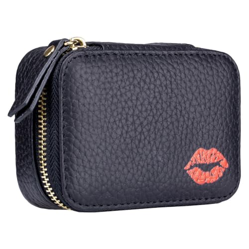 Kichvoe Leather Lipstick Case Cute Lipstick Holder Mini Leather Makeup Bag Portable Cosmetic Storage Bag Travel Toiletry Bag Organizer with Mirror-3.9 * 2.7Inch Random Color3