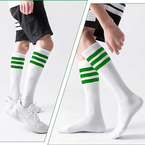 Image of 10 Pieces Striped Sweatbands and Striped Socks Set Headbands Wrist Sweat Bands for Men and Women Sports 80s 90s Fitness