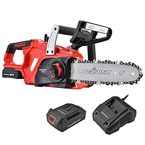 PowerSmart Chainsaw, 10-Inch 20V Cordless Chainsaw, Power Chainsaw, Electric Chainsaw Battery Powered, 20V Battery & Fast Charger Included, PS76120A