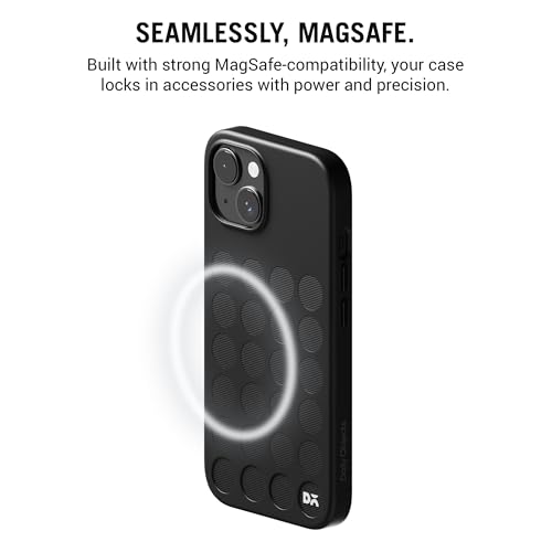 Image of DailyObjects iPhone 15 Stack Signature Magnetic Case Cover | Compatible with Magsafe | Camera & Body Protection | Shock /Scratch Proof| Dual Hybrid Protection | Wireless Charging - Carbon Black