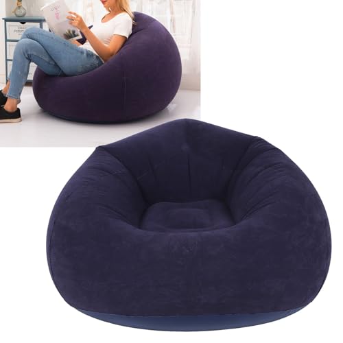 Canapé gonflable simple en PVC floqué bleu avec ruban de réparation
