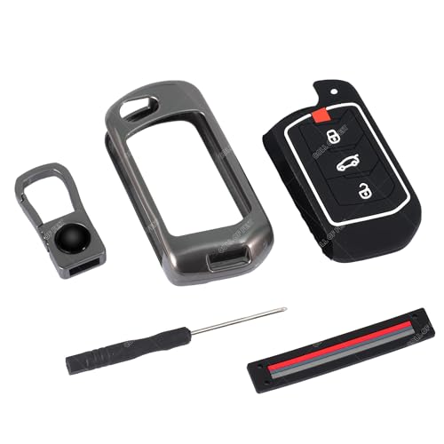 Image of Coll of Fest Premium Metal Silicon Key Cover Compatible with Mahindra Scorpio N | 3Xo | Xuv 300 | Marazzo | Xuv 700 | Xuv 400 Ev | Bolero | Thar 3 Button Flip Key Glow in the Dark