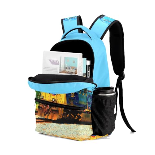 Custom Kid Backpack, Train Locomotive Engine Personalized School Bookbag with Your Own Name, Customization Casual Bookbags for Student Girls Boys4