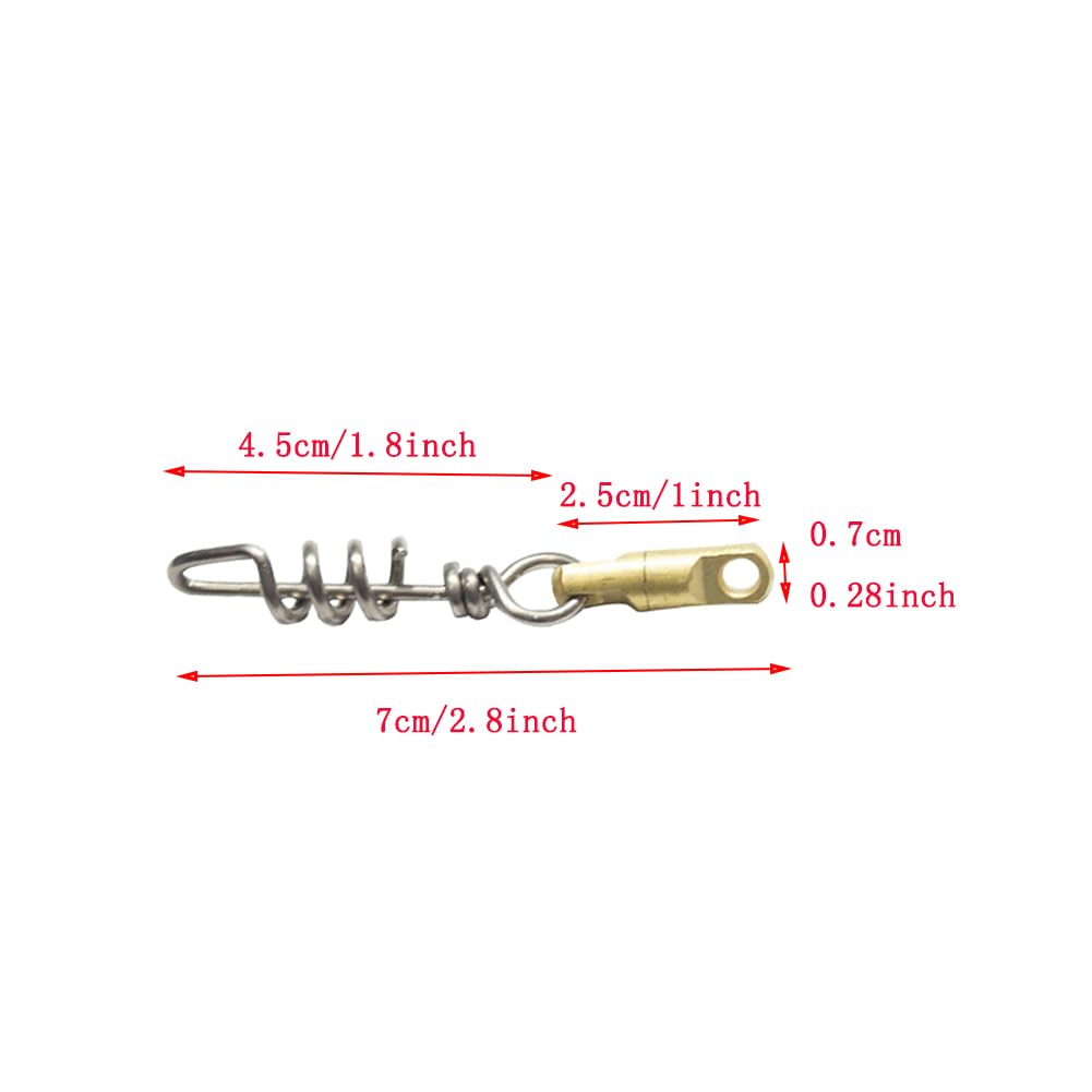 BOLWHAO 2 Pcs Fishing Corkscrew Swivels, Stainless Steel Fishing Swivels 500lbs Ball Bearing Pigtail Swivel,70mm