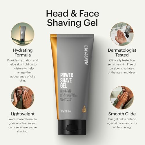 MANSCAPED® Power Shave Gel, Men's Soothing Head & Face Shaving Gel, with Witch Hazel & Gentle Liquid Exfoliants to Help Defend Against Irritation, Ingrown Hairs & Razor Bumps, 6 fl oz - Image 3