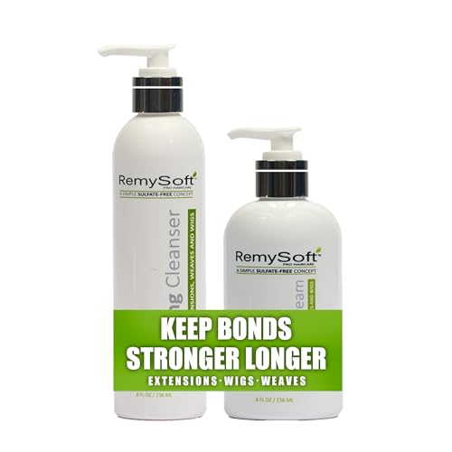 RemySoft Sulfate-Free Detangling Duo: Hydrating Shampoo + Recovery Conditioner for Human & Synthetic Extensions Wigs Weaves Lace Fronts - Moisturelab Gentle Color-Safe Salon-Grade