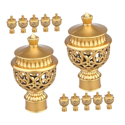 OUNONA Curtain Rod Fitting Decorative End Caps 12 Pcs Roman Pole End Caps Plastic Finials for Drapery Rods Easy Install