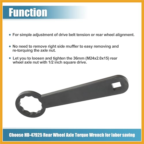 Image of Rear Axle 36mm Wrench Tool Rear Wheel Axle Torque Wrench Hand Tool For Harley Davidson Touring Motorcycle HD-47925 Rear Axle Nut Torque Adapter for Adjust Belt Tension Black Replacement