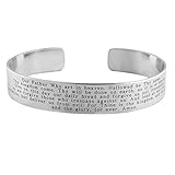 FashionJunkie4Life The Lord's Prayer Engraved Stainless Steel Cuff Bracelet