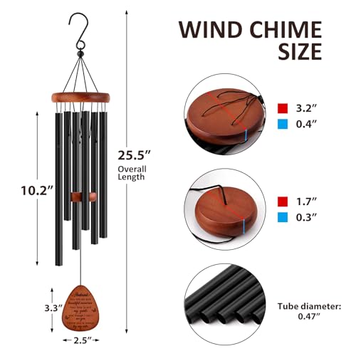 Image of Memorial Gifts for Loss of Husband,Memorial Wind Chimes 25'', Loss of Husband Sympathy Gifts, Home Decor Outdoor Garden, Soothing Melodic Tones with Mute Option