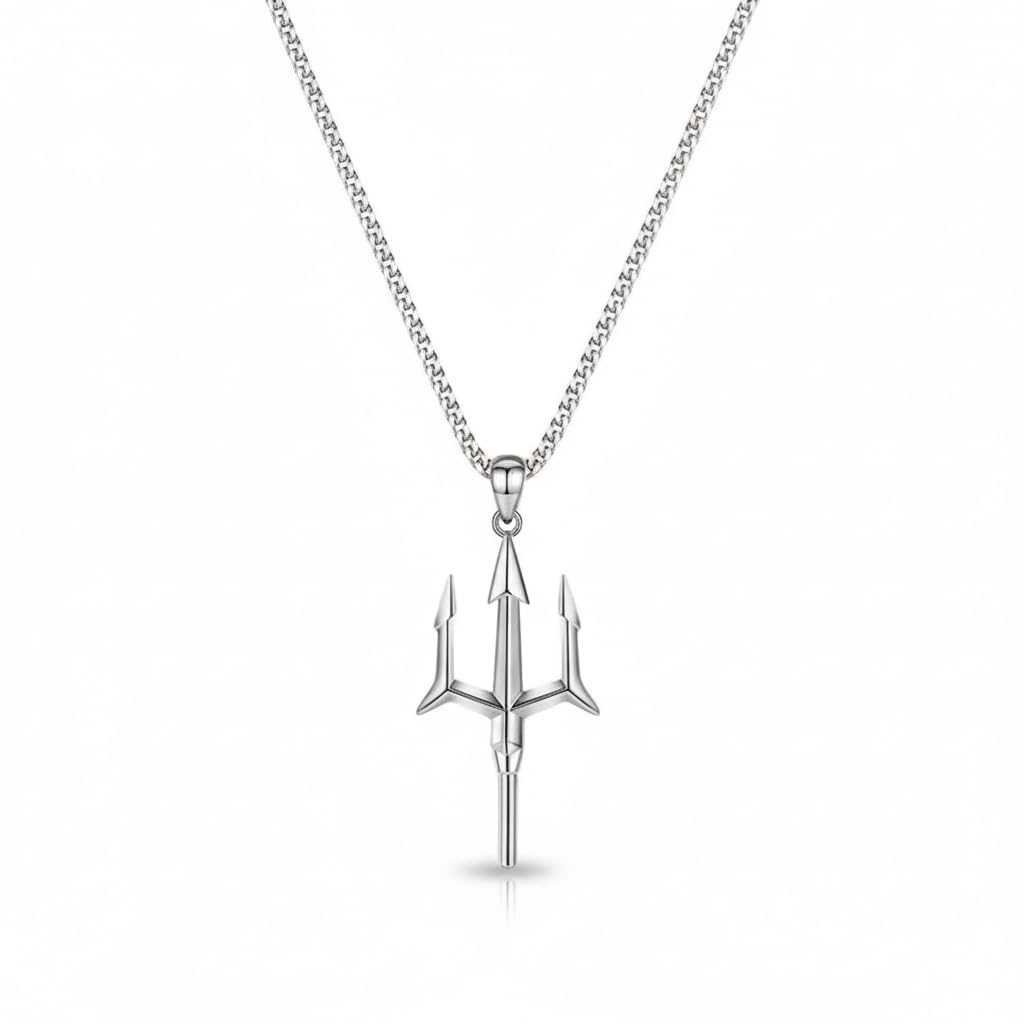 Ocean Wave Poseidon Trident Necklace Deep Sea God Spear Pendant Minimalist Water Element Silver Tone Jewelry Includes Premium 22 Inch Stainless Steel Chain for Mene-image-47