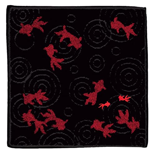 山本仁商店(YamamotoJin) ジャガード刺繡タオル 金魚 Bクロ 【3848-B】 大正浪漫 和柄 優美 ハンドタオル 日本製