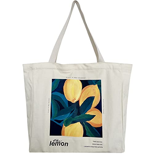 BROADREAM Bolsa Tela Tote Bag, Bolso Tote De Lona Estética, Bolso de Mano Para Mujer, Con Bolsillo Cremallera Interior, Para el Trabajo, Viajes, Compras, Colegio, Biblioteca