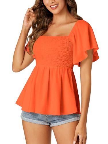 Image of LYANER Women's Square Neck Cute Peplum Top