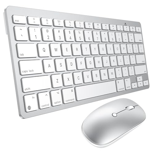 Wireless Keyboard and Mouse for Mac, 14 Media Shortcuts Keyboard with Adjustable DPI Mouse, Slim &...