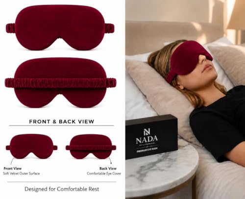 Image of Eye Mask for Sleeping for Women, Velvet Super Soft Sleep Mask Blind Fold for Comfortable Sleep, Travelling, Meditation & Relaxation, Eye Pad for Girls, Blind Fold for Sleeping - Maroon (Pack of 1)