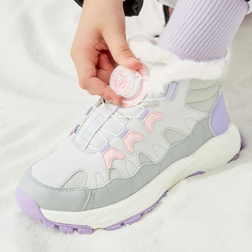 Kids Winter Snow Boots Boys Girls Wide Toe Box Warm Athletic Hiking Shoes Fur Lined Outdoor Ankle Walking Boots4