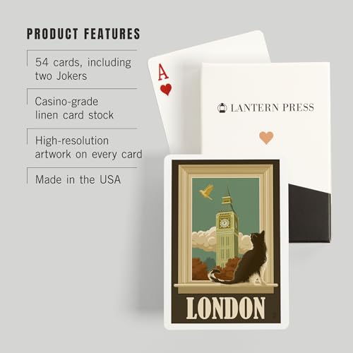 Lantern Press London England Cat in Window 52 Cartas Póker miniatura 3