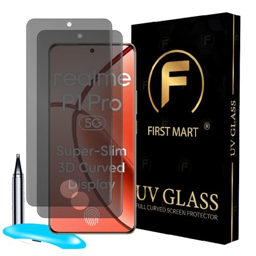 Image of FIRST MART Anti-Spy Privacy Tempered Glass for Realme P1 Pro and Realme P2 Pro - 9H Screen Protector, Anti-Peeping, Bubble-Free, Edge to Edge [2 Pack]