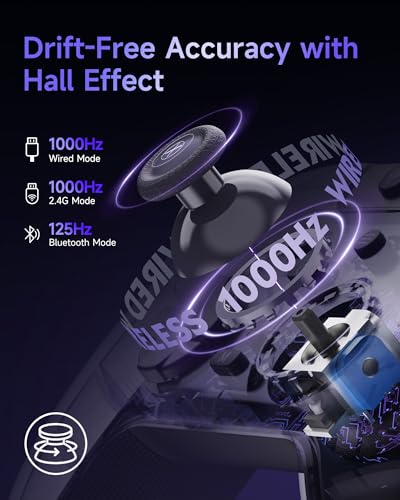 Image of EasySMX X05Pro Wireless Controller for PC - Ergonomic Skin-Like Grip, Quiet-Touch Low-Noise Buttons, Dual-Mode Impulse Triggers, Hall Joysticks, 2 Programmable Buttons, RGB, 1000mAh Battery - PC /Switch /Android /iOS