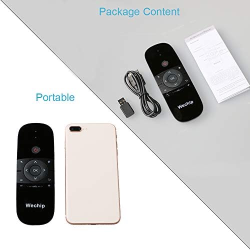 2.4GHz Air Mouse Remote with Keyboard, 6-Gyro Sensors Remote Rechargeable for Android TV Box, Smart TV, Computer, Laptop, Projector, HTPC, Media Player
