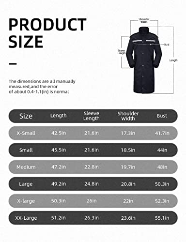Icreek Raincoat Waterproof Mens & Womens Adult Long Rain Jacket Lightweight Rainwear Reflective Reusable With Hood (M, Navy Blue) #TOP5