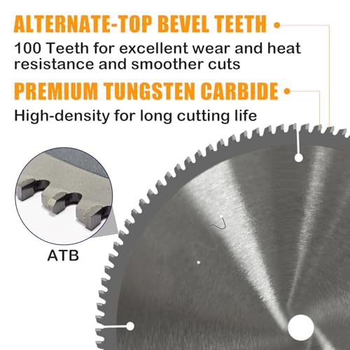 JINSINA 10" 100T Circular Saw Blade for Aluminum, TCT Table Miter Saw Blade by JINSINA - Image 3