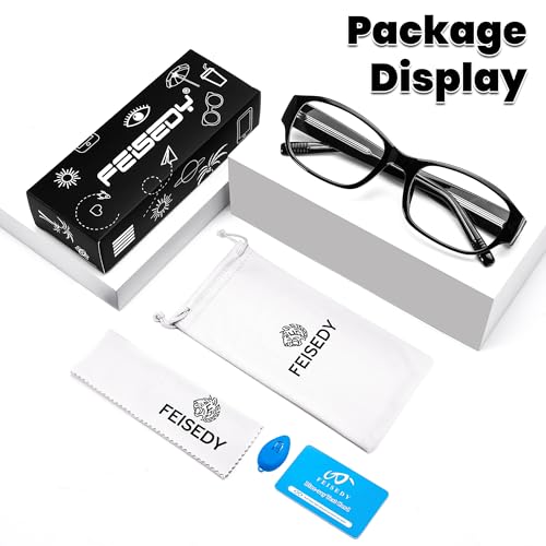 Image of FEISEDY Rectangular Blue Light Blocking Glasses for Women Men Vintage Stylish Computer Glasses Fake Nerd Eyewear Frame B0266