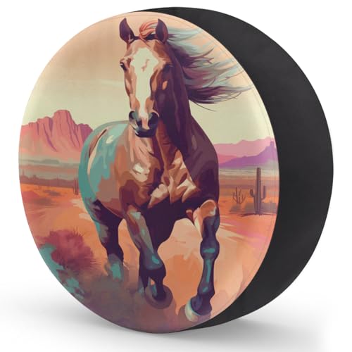Image of Spare Tire Cover Wild Horses Wheel Covers Protectors Waterproof Dust-Proof Universal Fit Trailer, RV, SUV and Many Vehicle 14 Inch