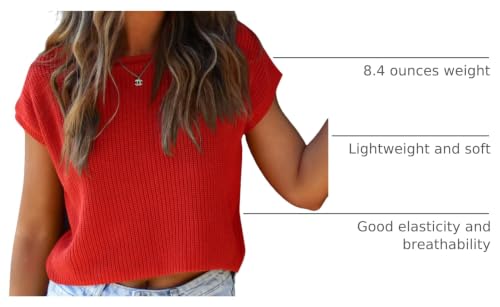 Image of LCXWFE Womens Summer Cropped Sweater Vest Trendy Cap Sleeve Crop Tops Crew Neck Loose Knit Tank Top